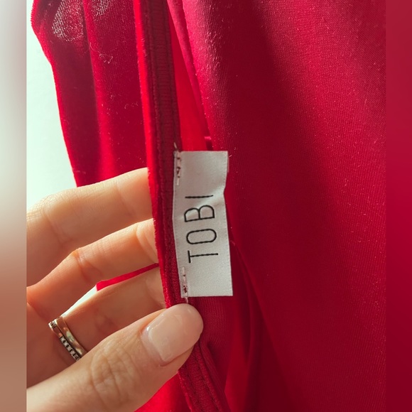 Red Velvet Mini Dress w/ Tulle Skirt Underlay - Size XS - Picture 4 of 4